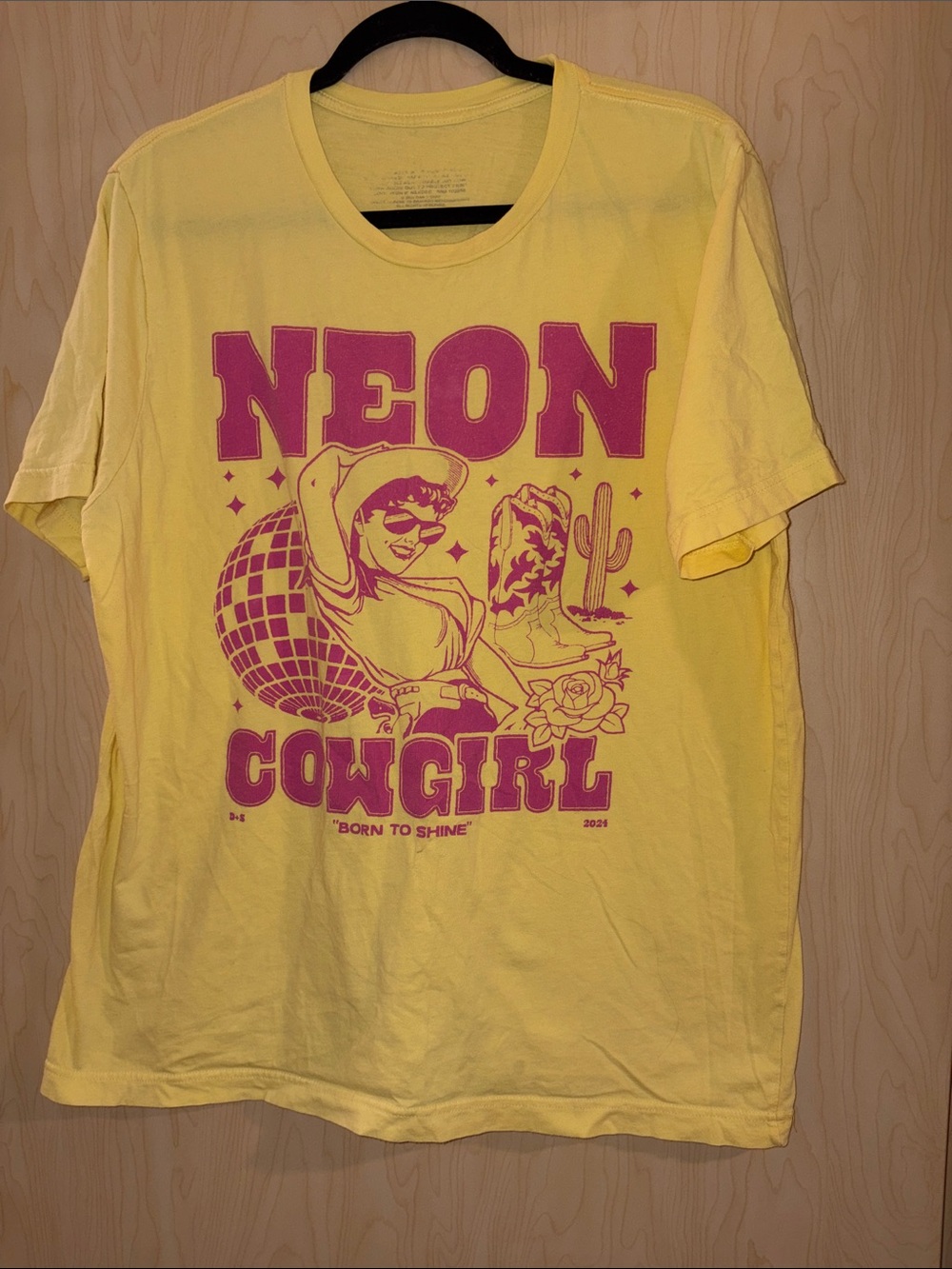 Neon Cowgirl Graphic Tee - Yellow with Pink Print Dan+ Shay